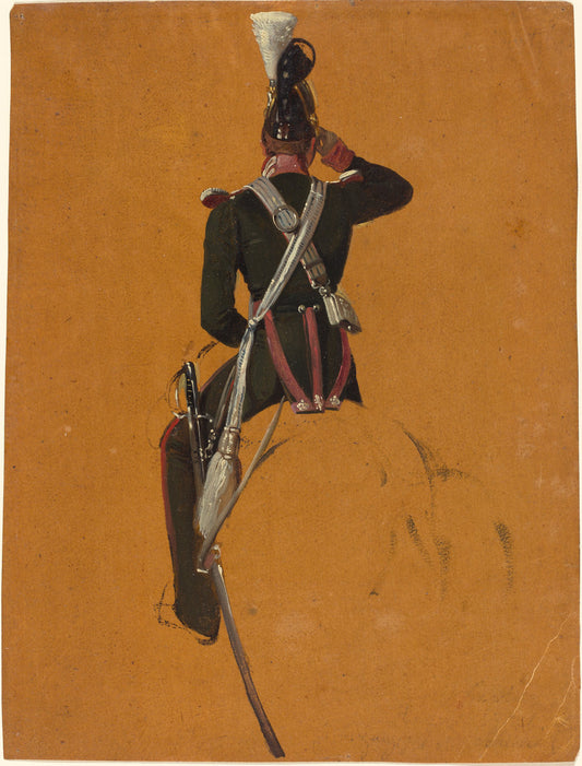 A Mounted Cavalry Officer Seen from Behind by Franz Adam (German, 1815 - 1886), 16X12"(A3)Poster Print