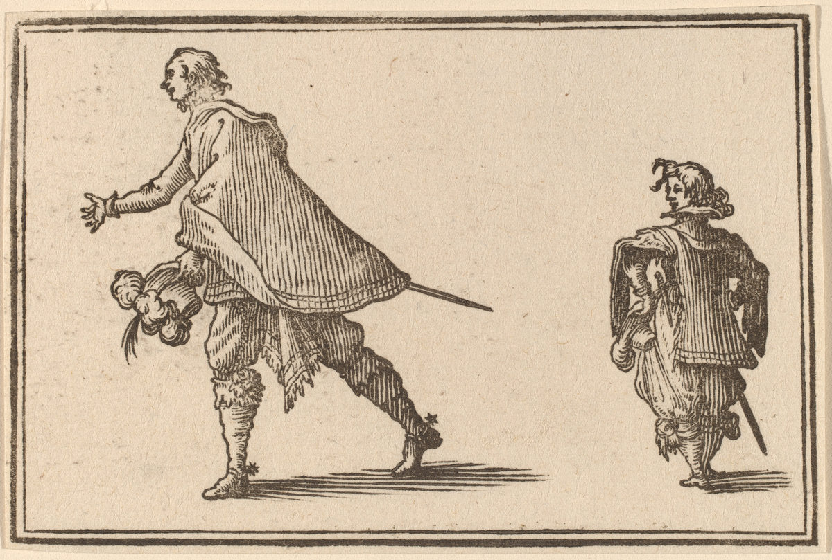 Gentleman and His Page by Edouard Eckman after Jacques Callot (Flemish, born c. 1600), 16X12"(A3)Poster Print