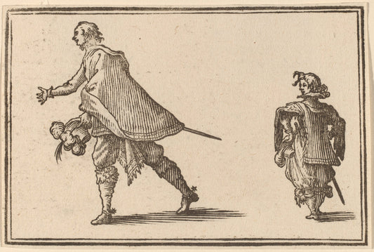 Gentleman and His Page by Edouard Eckman after Jacques Callot (Flemish, born c. 1600), 16X12"(A3)Poster Print