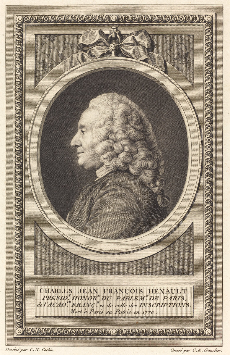 Charles Jean Francois Henault by Charles-Etienne Gaucher after Charles-Nicolas Cochin II (French, 1741 - 1804), 16X12"(A3)Poster Print