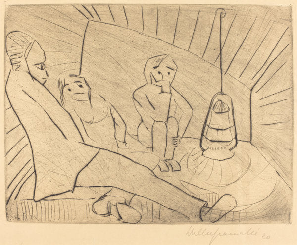 Three People in an Atelier by Walter Gramatté (German, 1897 - 1929), 16X12"(A3)Poster Print