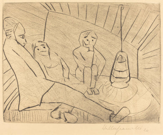 Three People in an Atelier by Walter Gramatté (German, 1897 - 1929), 16X12"(A3)Poster Print