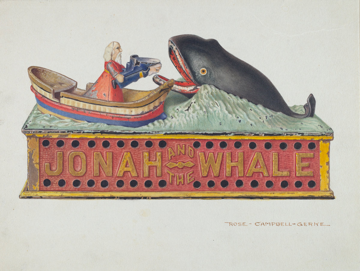 Toy Bank: "Jonah and the Whale" by Rose Campbell-Gerke (American, active c. 1935), 16X12"(A3)Poster Print