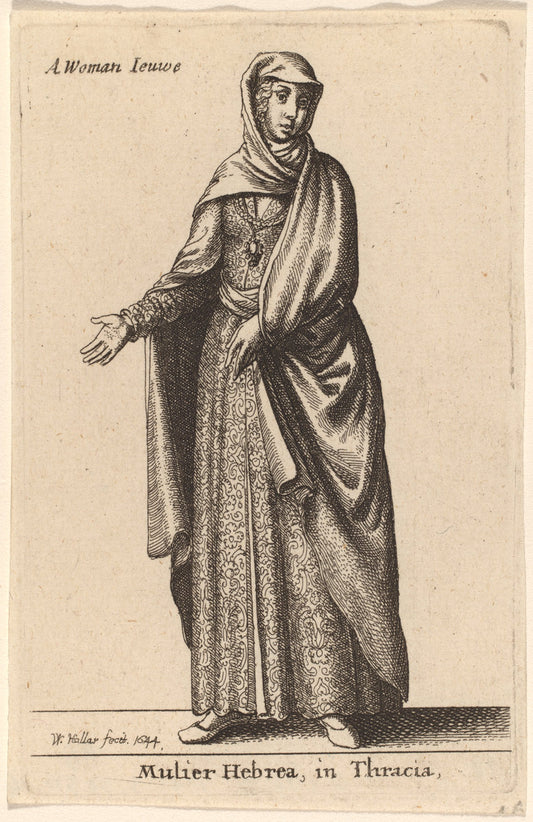 Mulier Hebrea in Tracia by Wenceslaus Hollar (Bohemian, 1607 - 1677), 16X12"(A3)Poster Print