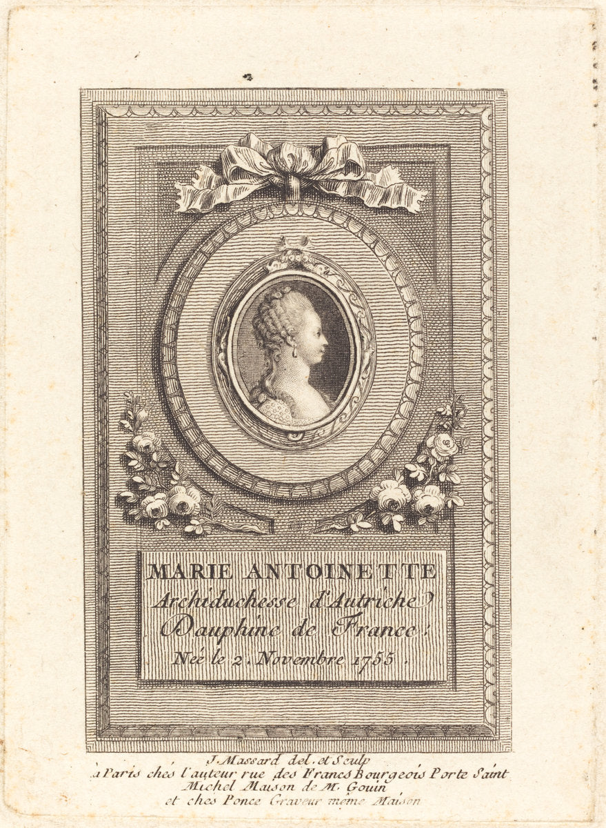 Marie-Antoinette by Jean-Baptiste-Raphael-Urbain Massard (French, 1775 - 1843), 16X12"(A3)Poster Print