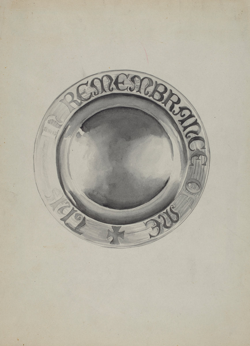 Silver Communion Plate by Lena Nastasi (American, active c. 1935), 16X12"(A3)Poster Print