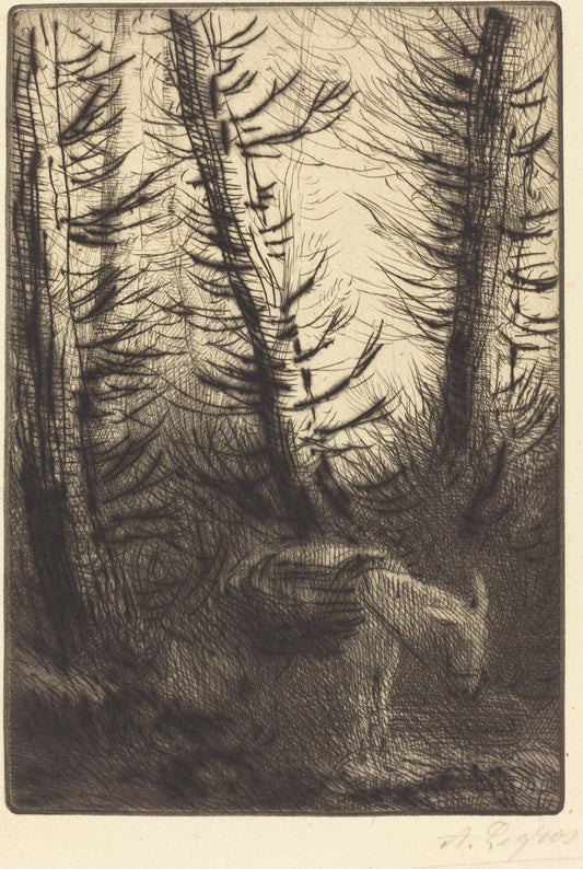 Farmer and His Donkey (Le fermier et son ane) by Alphonse Legros (French, 1837 - 1911), 16X12"(A3)Poster Print