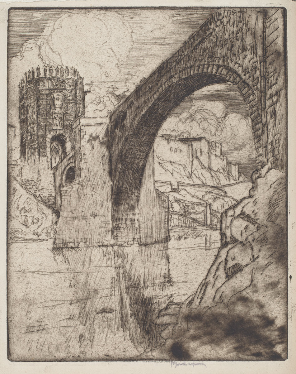 Arch of Bridge of Alcantara by Joseph Pennell (American, 1857 - 1926), 16X12"(A3)Poster Print