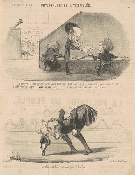 Monsieur le sténographe ... by Honoré Daumier (French, 1808 - 1879), 16X12"(A3)Poster Print