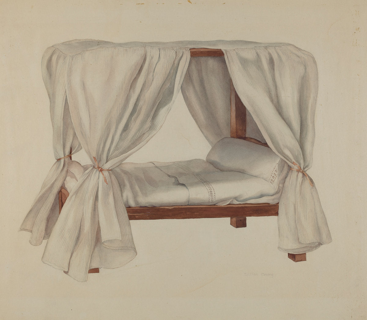 Doll Bed by Lillian Causey (American, active c. 1935), 16X12"(A3)Poster Print