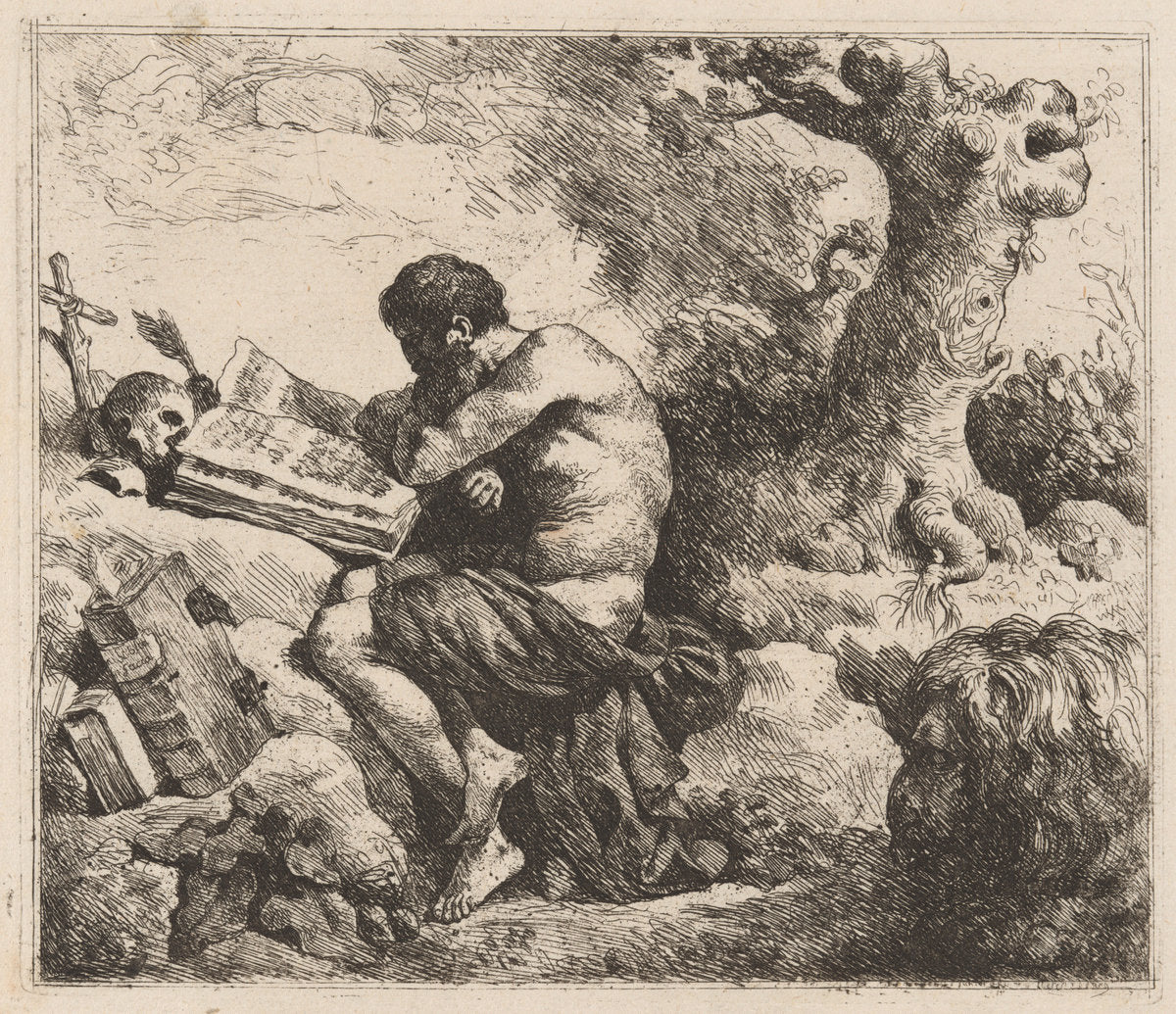 Saint Jerome by Jean Jacques Lagrenée II (French, 1739 - 1821), 16X12"(A3)Poster Print