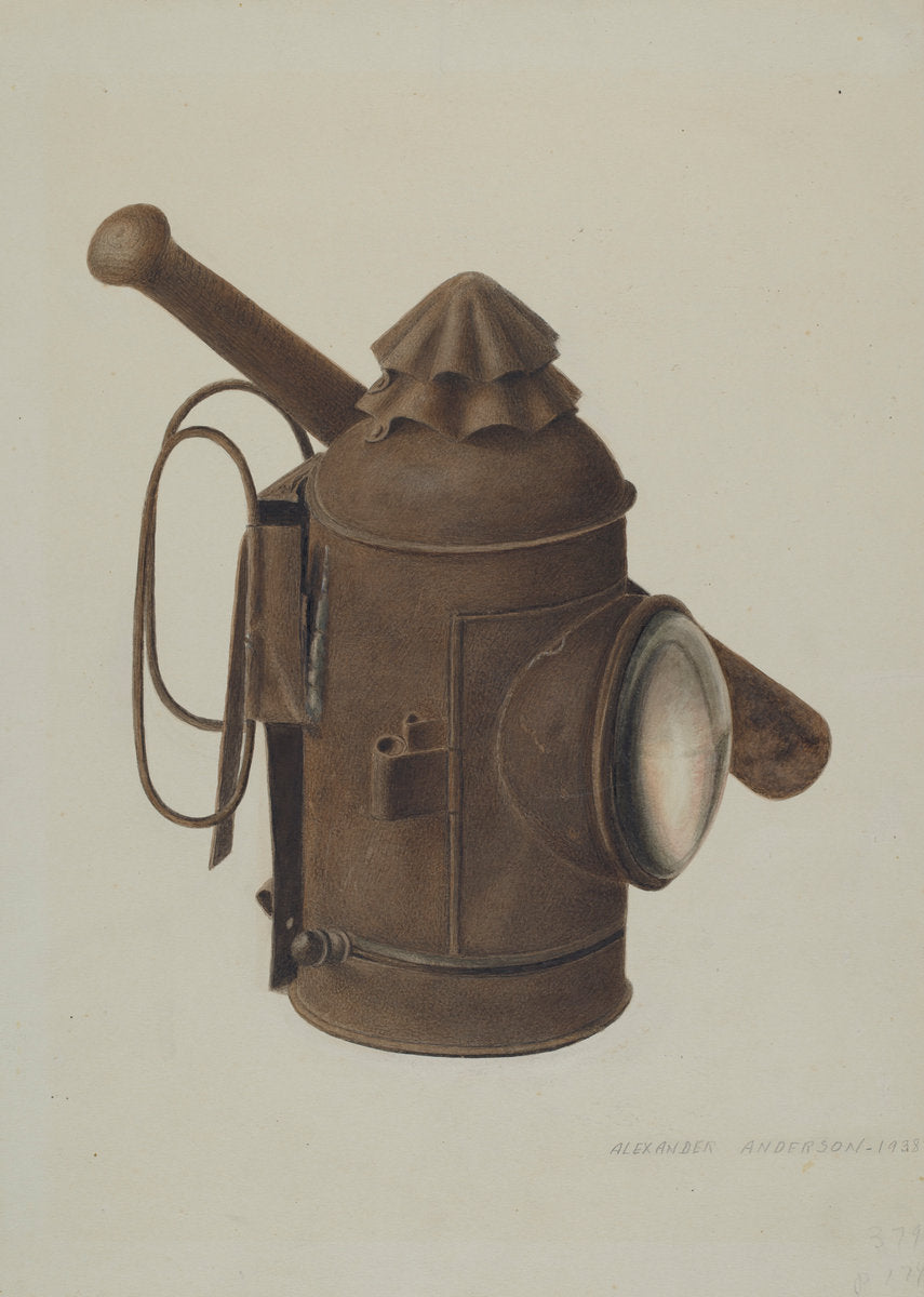 Police Lantern and Club by Alexander Anderson (American, active c. 1935), 16X12"(A3)Poster Print