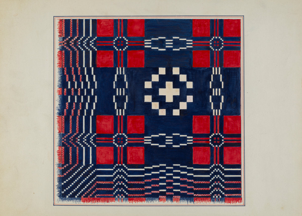 Woven Coverlet by Margaret Linsley (American, active c. 1935), 16X12"(A3)Poster Print