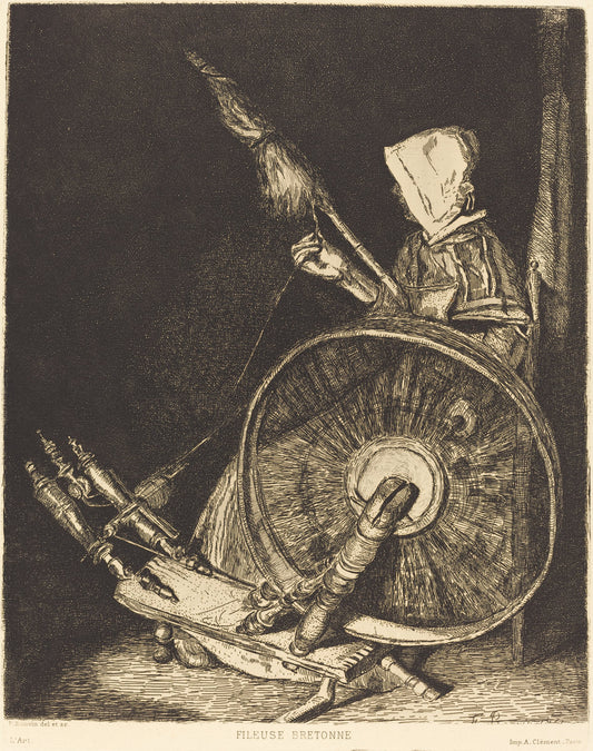 Fileuse Bretonne (Breton Spinner) by François Bonvin (French, 1817 - 1887), 16X12"(A3)Poster Print