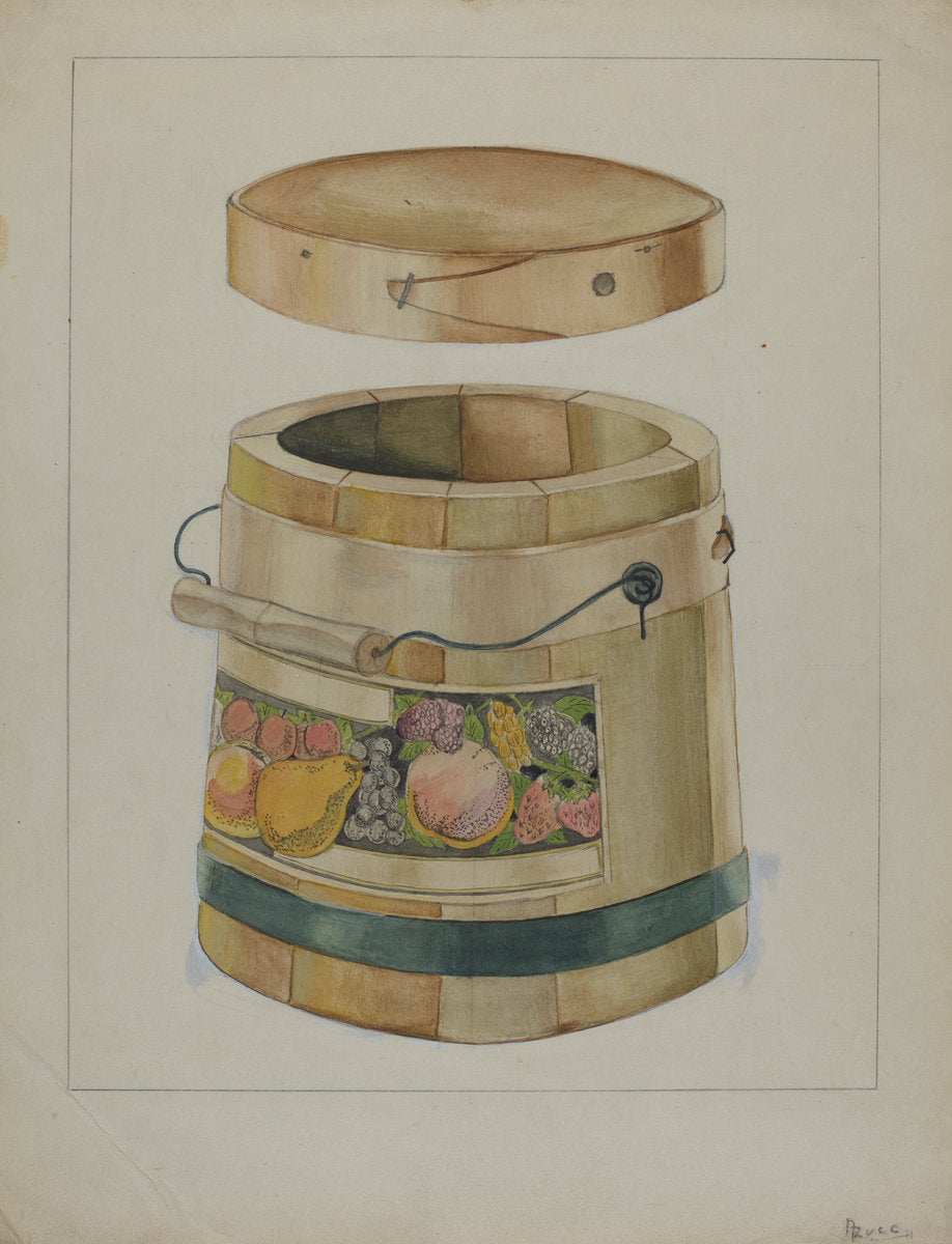 Wooden Pail by Anthony Zuccarello (American, active c. 1935), 16X12"(A3)Poster Print