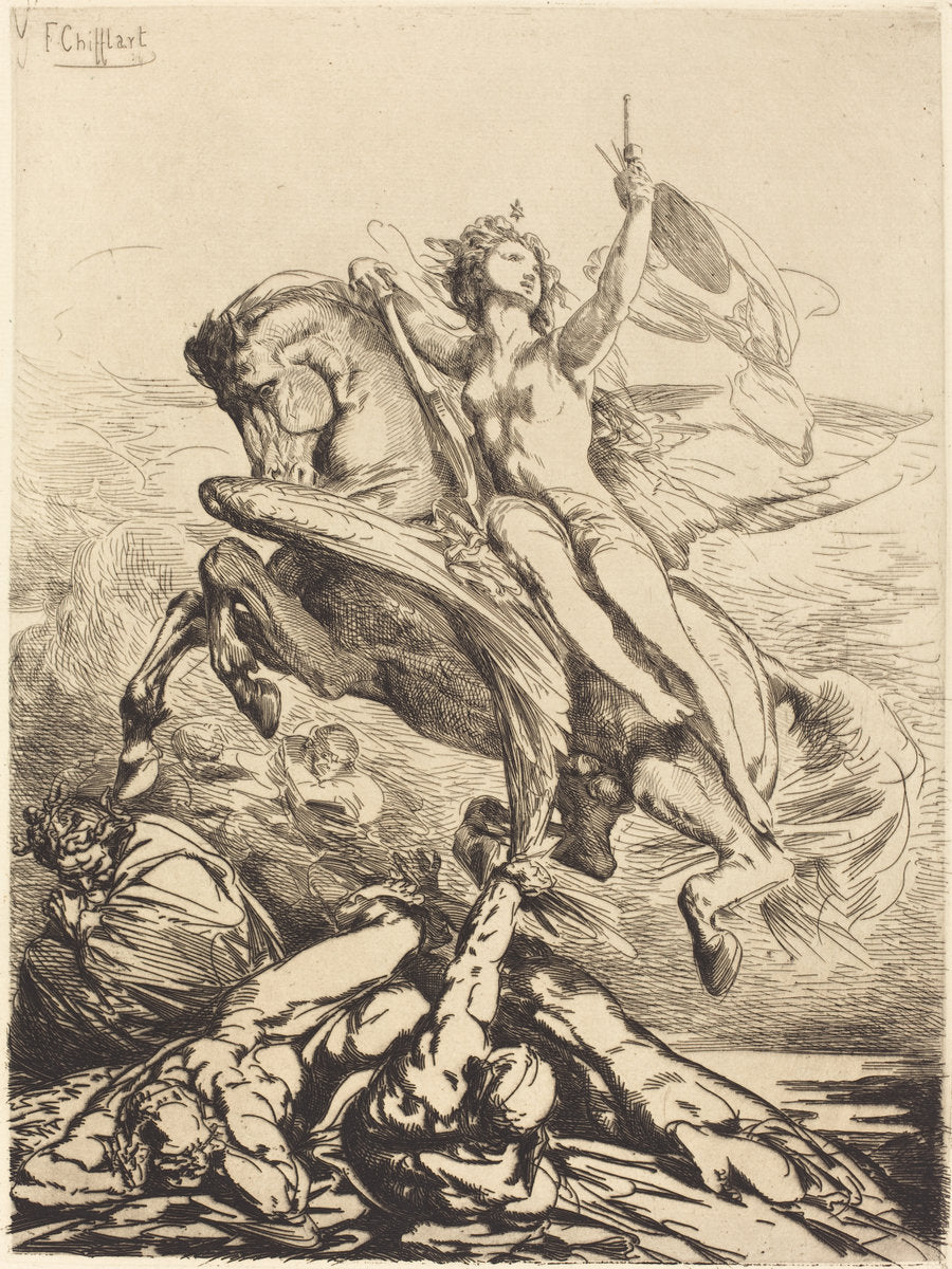 Genius of the Arts by François-Nicolas Chifflart (French, 1825 - 1901), 16X12"(A3)Poster Print