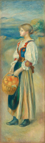 Girl with a Basket of Oranges by Auguste Renoir (French, 1841 - 1919), 16X12"(A3)Poster Print