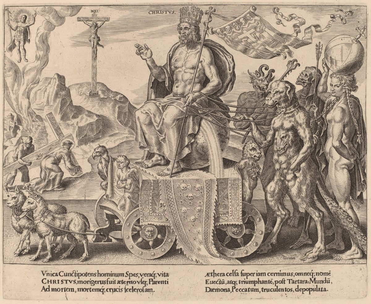 The Triumph of Christ by Dirck Volckertz Coornhert after Maerten van Heemskerck (Netherlandish, 1522 - 1590), 16X12"(A3)Poster Print