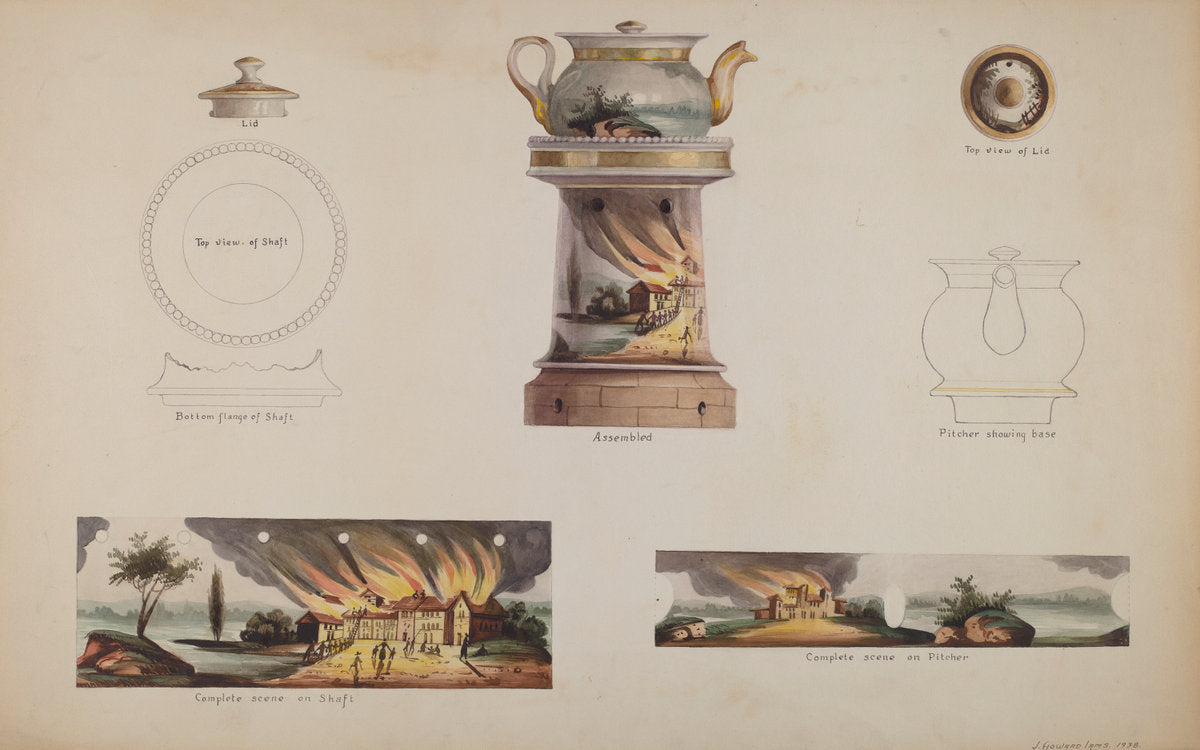 Spirit Lamp with Teapot by J. Howard Iams (American, active c. 1935), 16X12"(A3)Poster Print