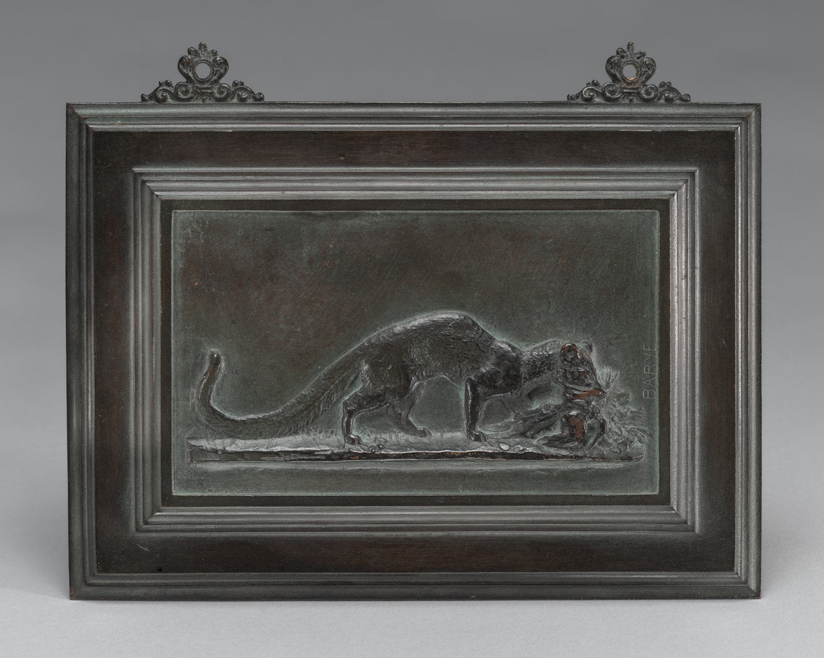 Genet Carrying off a Bird by Antoine-Louis Barye (French, 1795 - 1875), 16X12"(A3)Poster Print