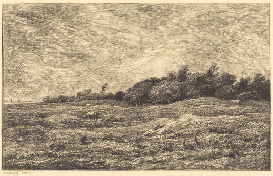 The Meadow at Grave, near Villerville  (Le Pre des Graves, a Villerville) by Charles-François Daubigny (French, 1817 - 1878), 16X12"(A3)Poster Print