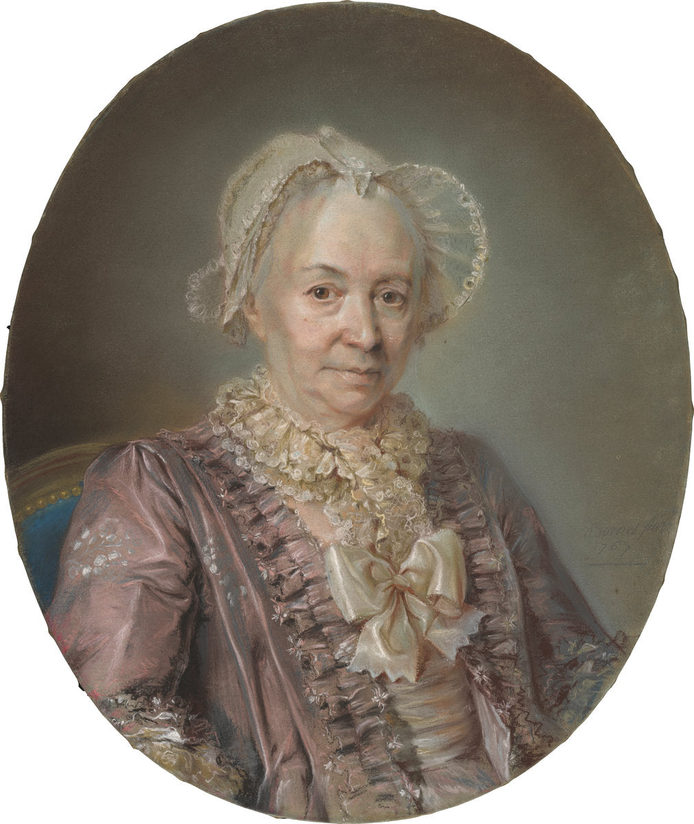 An Elderly Lady in a Mauve Silk Dress by Claude Bornet (French, 1733 - 1804), 16X12"(A3)Poster Print