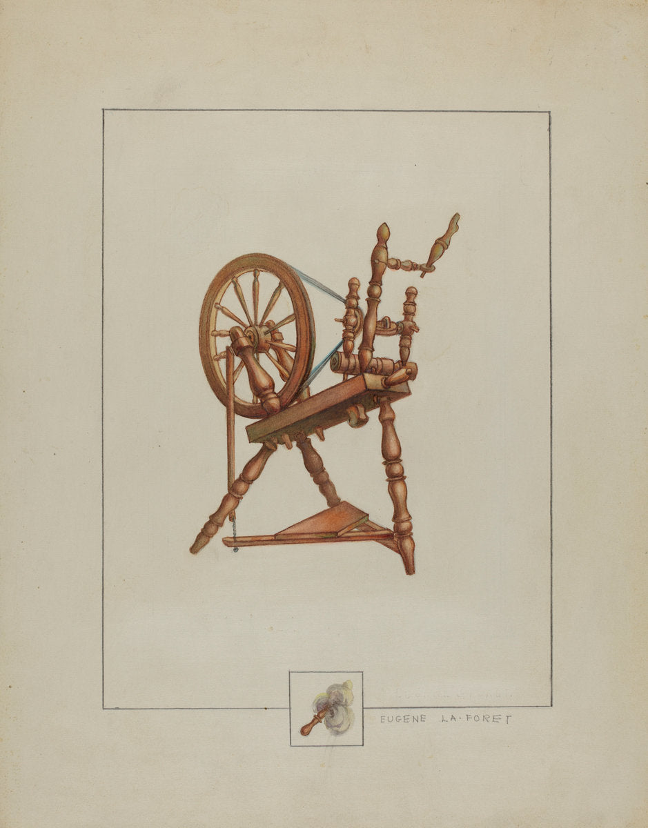 Spinning Wheel by Eugene La Foret (American, active c. 1935), 16X12"(A3)Poster Print
