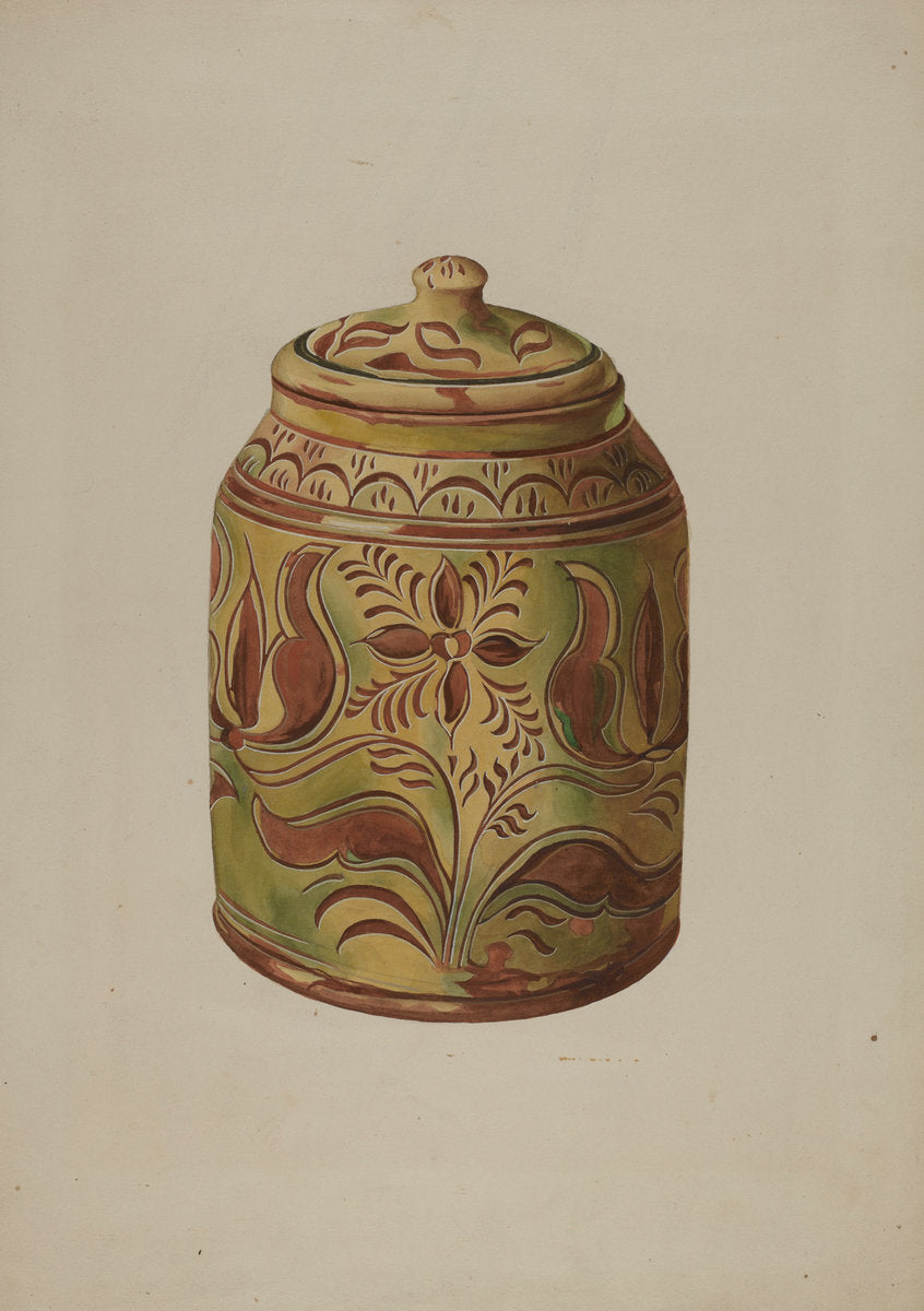 Pennsylvania German Covered Jar by Henry Moran (American, active c. 1935), 16X12"(A3)Poster Print