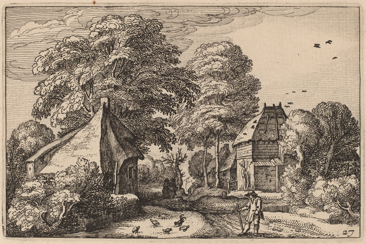 Road with Barn and Cottages by Claes Jansz Visscher after Johannes van Doetechum, the Elder after Lucas van Doetechum after Master of the Small Landscapes (Dutch, 1586/1587 - 1652), 16X12"(A3)Poster Print