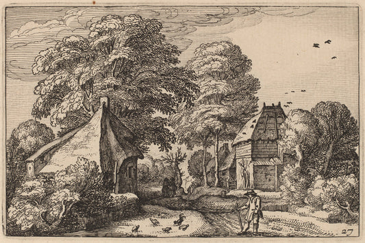 Road with Barn and Cottages by Claes Jansz Visscher after Johannes van Doetechum, the Elder after Lucas van Doetechum after Master of the Small Landscapes (Dutch, 1586/1587 - 1652), 16X12"(A3)Poster Print