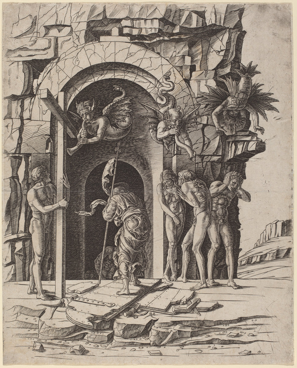Descent into Limbo by Workshop of Andrea Mantegna or Attributed to Zoan Andrea (Italian, active c. 1475/1519), 16X12"(A3)Poster Print