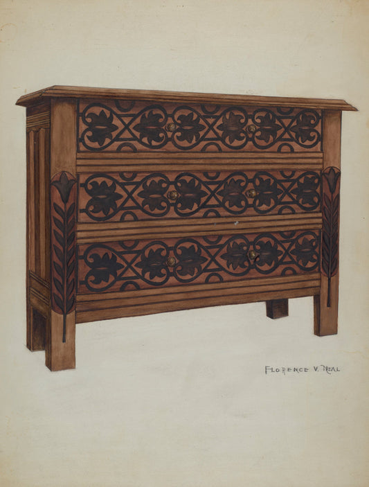 Chest of Drawers by Florence Neal (American, active c. 1935), 16X12"(A3)Poster Print