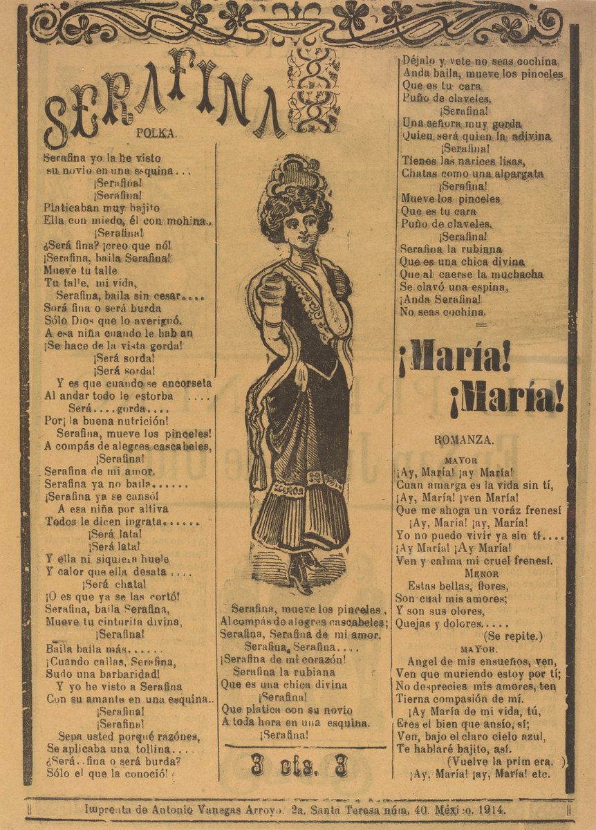 Serafina by José Guadalupe Posada (Mexican, 1851 - 1913), 16X12"(A3)Poster Print