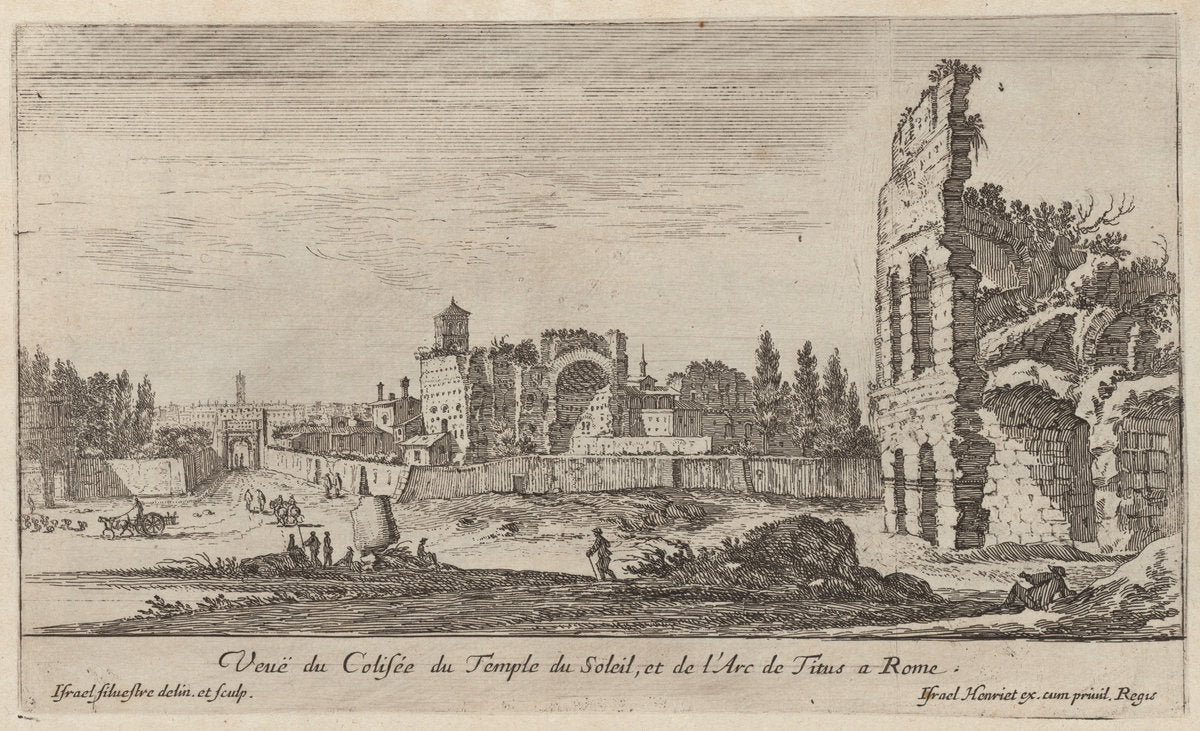 Veuë du Colisée du Temple du Soleil, et de l'Arc de Titus a Rome by Israël Silvestre (French, 1621 - 1691), 16X12"(A3)Poster Print