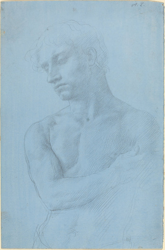 Bust of Nude Man by Alphonse Legros (French, 1837 - 1911), 16X12"(A3)Poster Print