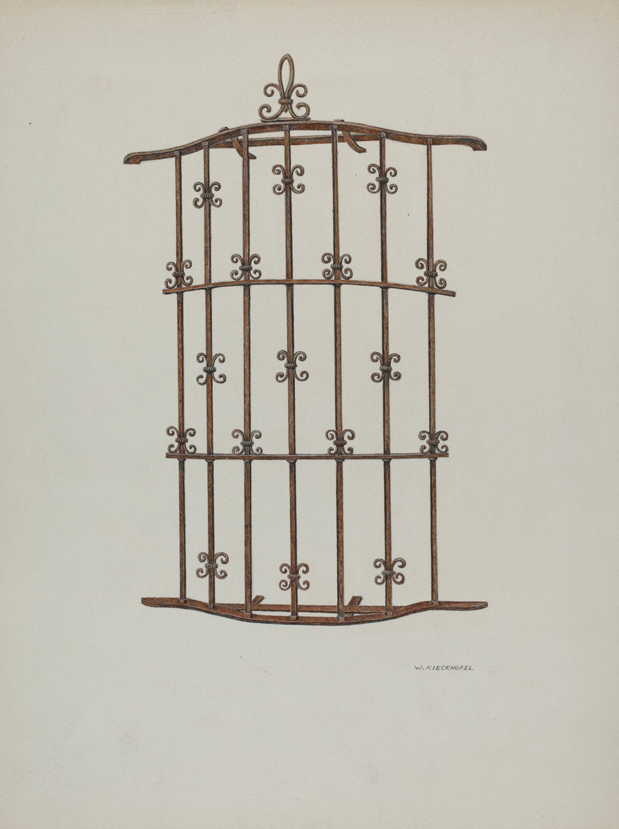 Iron Grille at Window by William Kieckhofel (American, active c. 1935), 16X12"(A3)Poster Print