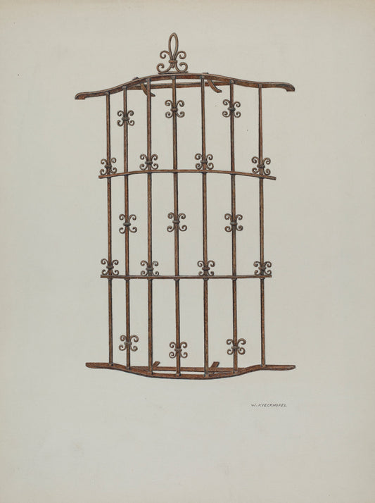 Iron Grille at Window by William Kieckhofel (American, active c. 1935), 16X12"(A3)Poster Print