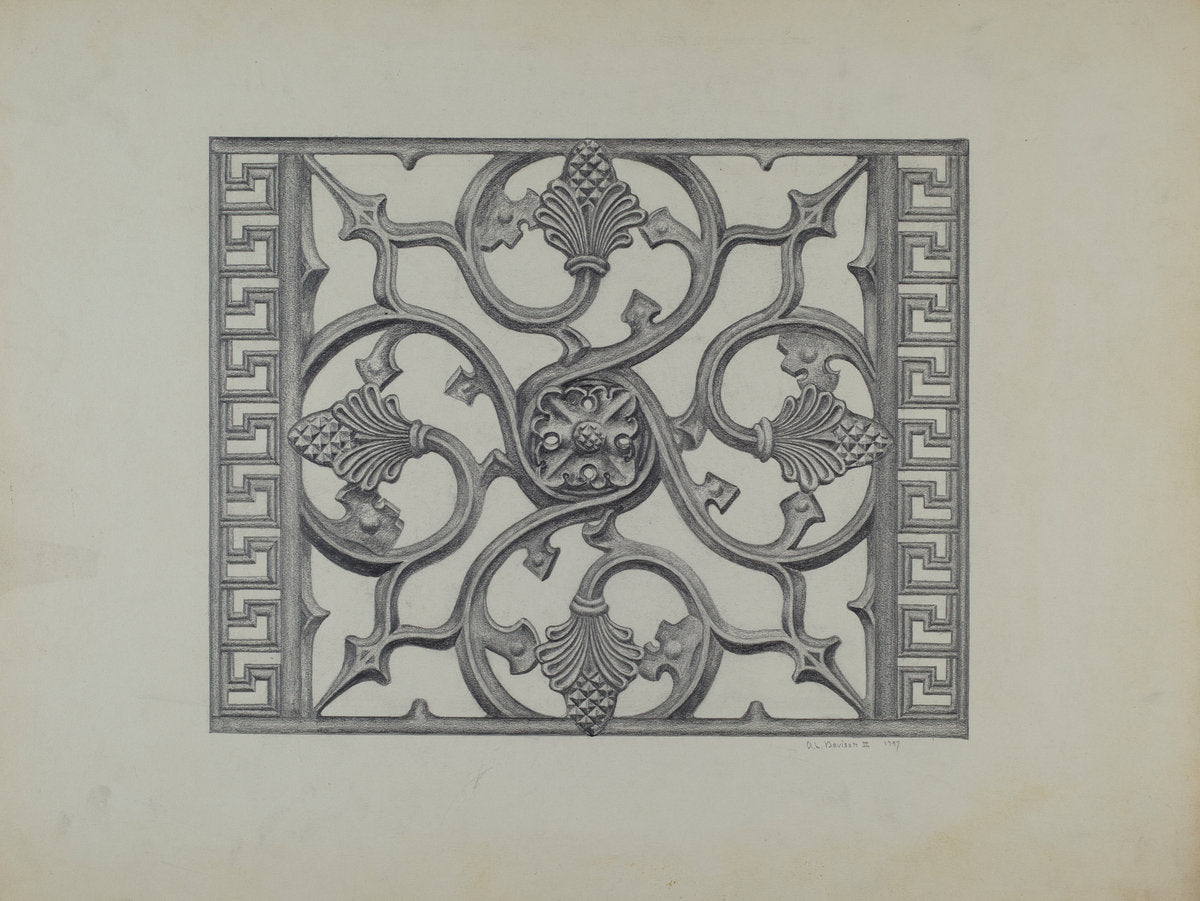 Cast Iron Window Grille by Austin L. Davison (American, active c. 1935), 16X12"(A3)Poster Print