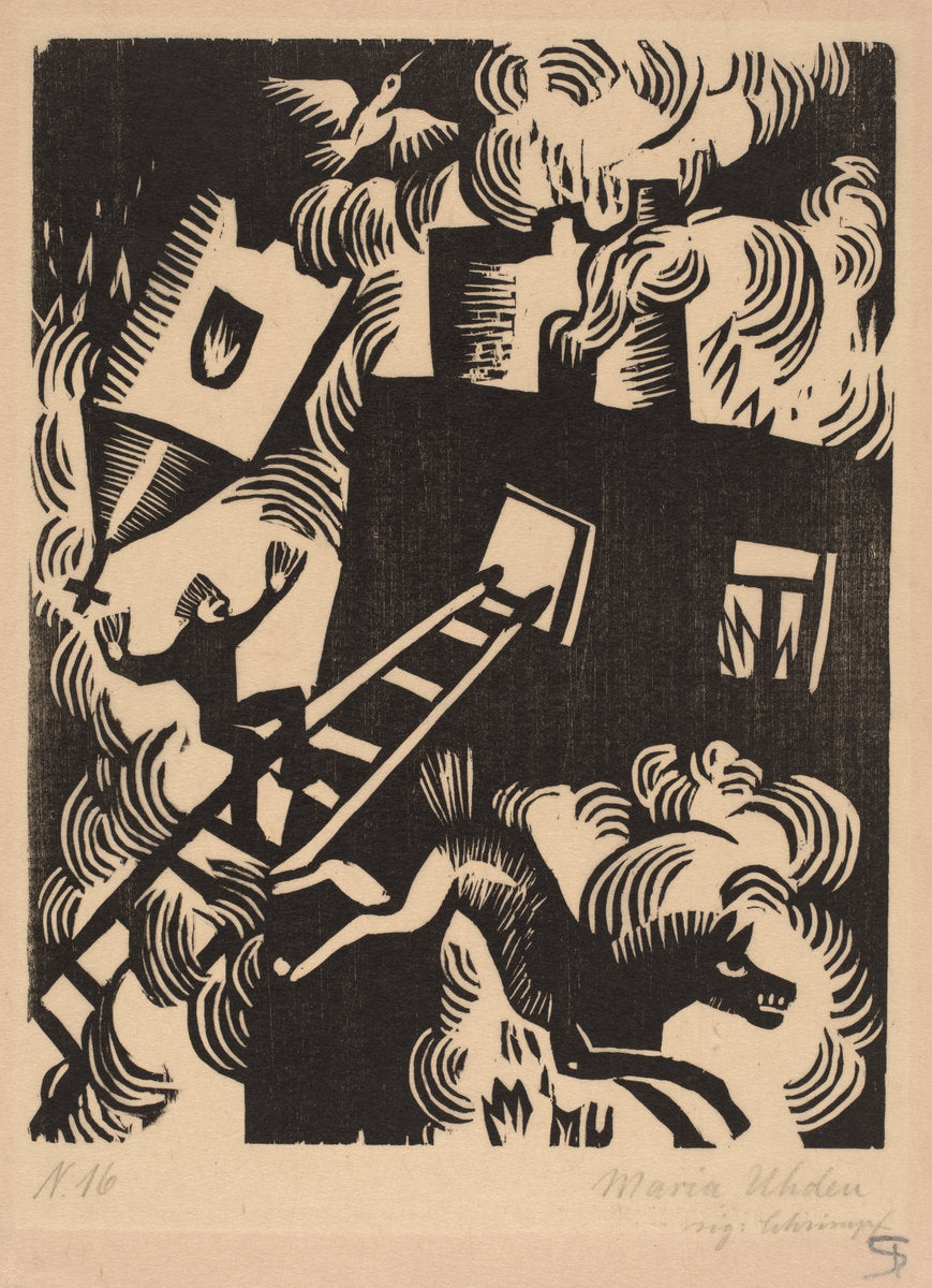 Burning House by Maria Uhden (German, 1892 - 1918), 16X12"(A3)Poster Print