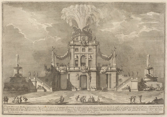 A Royal Hunt Casino in the Countryside, for the "Chinea" Festival by Giuseppe Vasi after Paolo Posi (architect) (Italian, 1710 - 1782), 16X12"(A3)Poster Print