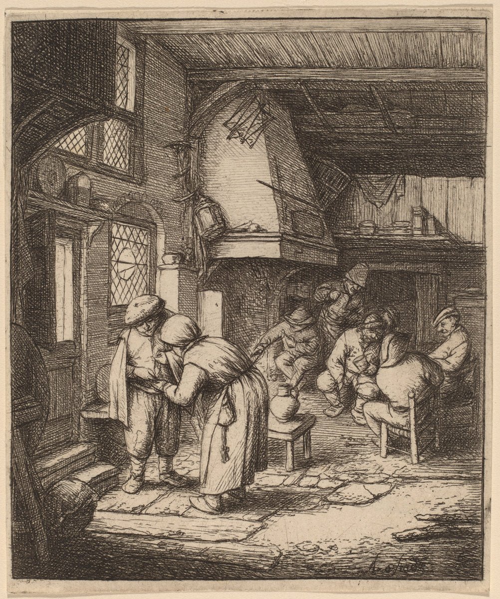 Peasant Settling His Debt by Adriaen van Ostade (Dutch, 1610 - 1685), 16X12"(A3)Poster Print