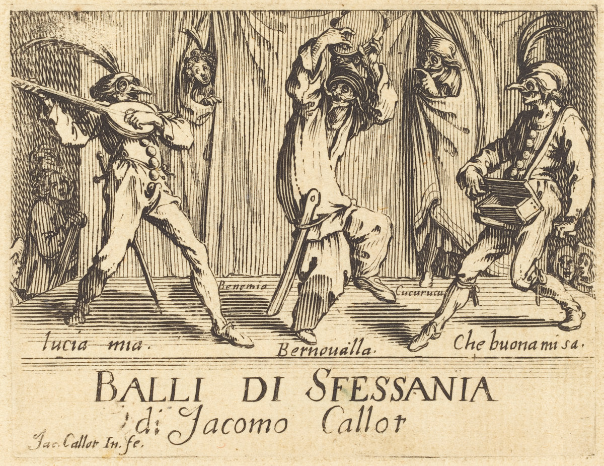Frontispiece for "Balli di Sfessania" by Jacques Callot (French, 1592 - 1635), 16X12"(A3)Poster Print