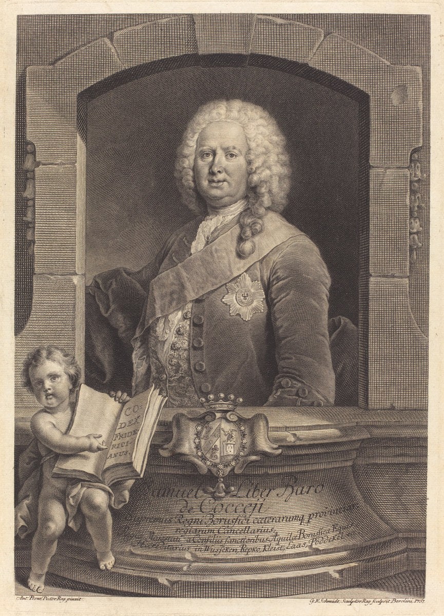 Samuel Liber Baro de Cocceji by Georg Friedrich Schmidt after Jean Pesne (German, 1712 - 1775), 16X12"(A3)Poster Print