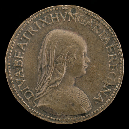 probably 1491/1505 by Circle of Giancristoforo Romano (Beatrice of Aragon, 1457-1508 [obverse]), 16X12"(A3)Poster Print