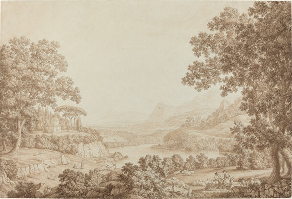 Arcadian Landscape with a Mausoleum by Christoph Heinrich Kniep (German, 1755 - 1825), 16X12"(A3)Poster Print
