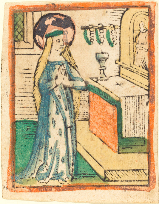 c. 1470/1480 by German 15th Century (The Virgin in a Robe Embroidered with Ears  of Corn), 16X12"(A3)Poster Print