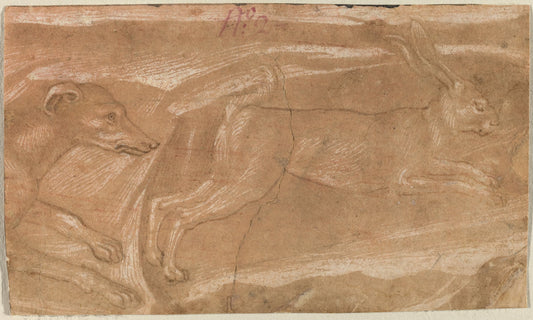 A Hound Chasing a Hare by Benozzo Gozzoli (Florentine, c. 1421 - 1497), 16X12"(A3)Poster Print