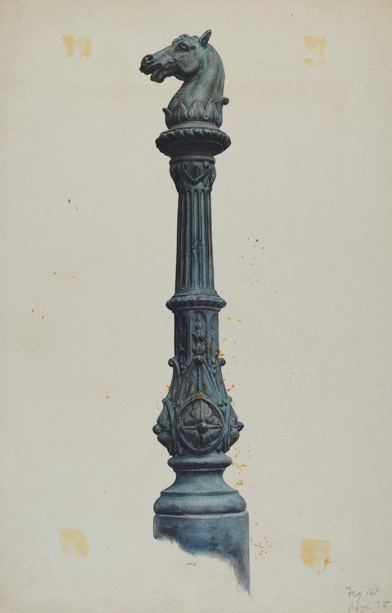 Horse Head Hitching Post by Elizabeth Fairchild (American, active c. 1935), 16X12"(A3)Poster Print