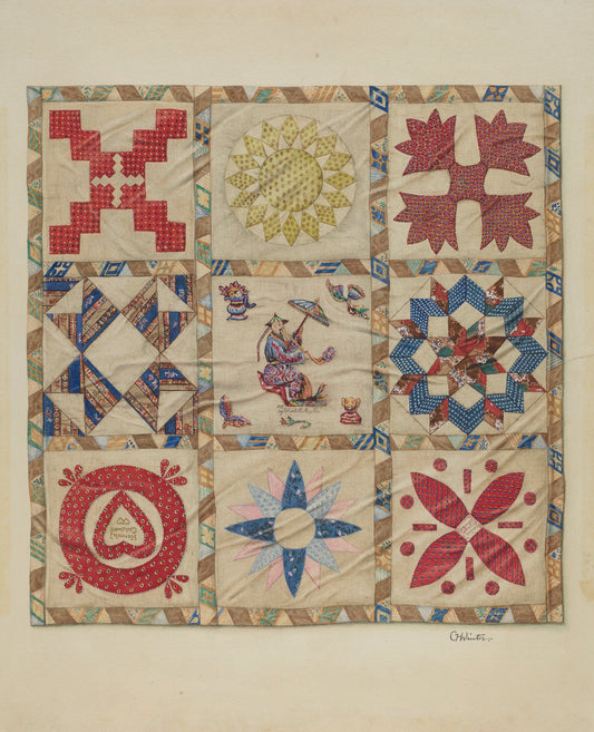 Patchwork Quilt by Charlotte Winter (American, active c. 1935), 16X12"(A3)Poster Print