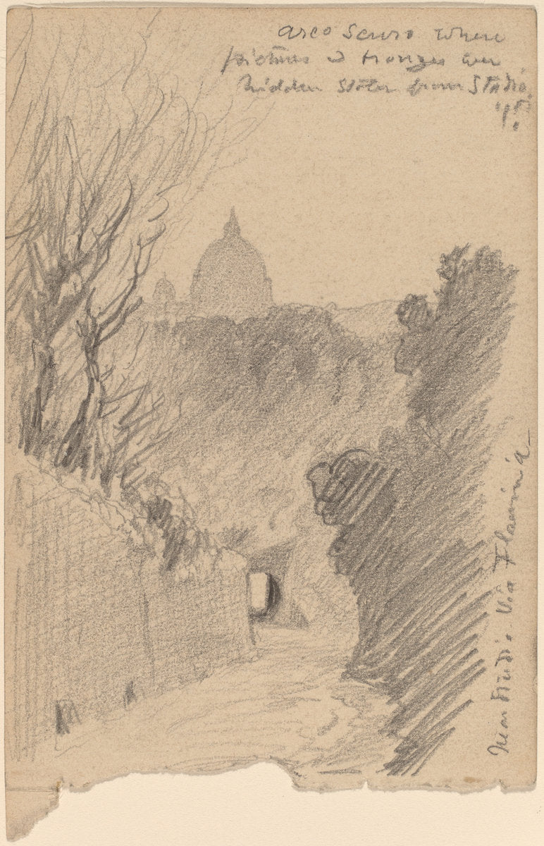 Arco Oscuro--Over the Via Fiaminia by Elihu Vedder (American, 1836 - 1923), 16X12"(A3)Poster Print